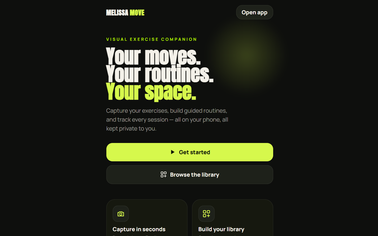 MelissaMove landing page