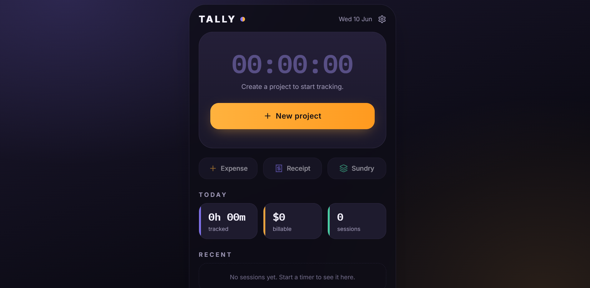 Tally contractor earnings and time tracker